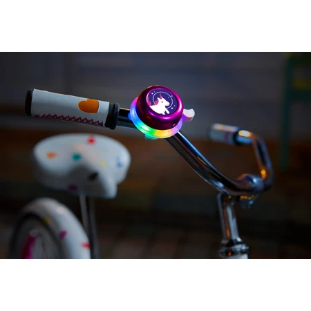 Timbre de bicicleta con luces LED multicolor, rosa