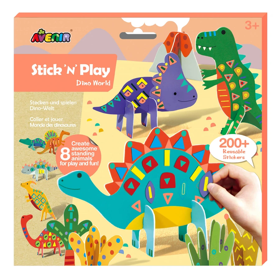 Jeu créatif Stick'N'Play avec scènes en 3D et autocollants repositionnables - Le monde des dinosaures