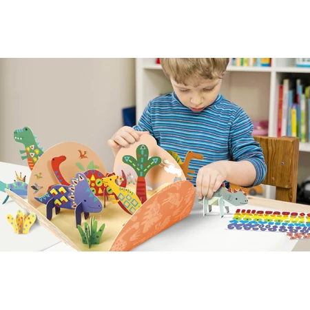 Jeu créatif Stick'N'Play avec scènes en 3D et autocollants repositionnables - Le monde des dinosaures