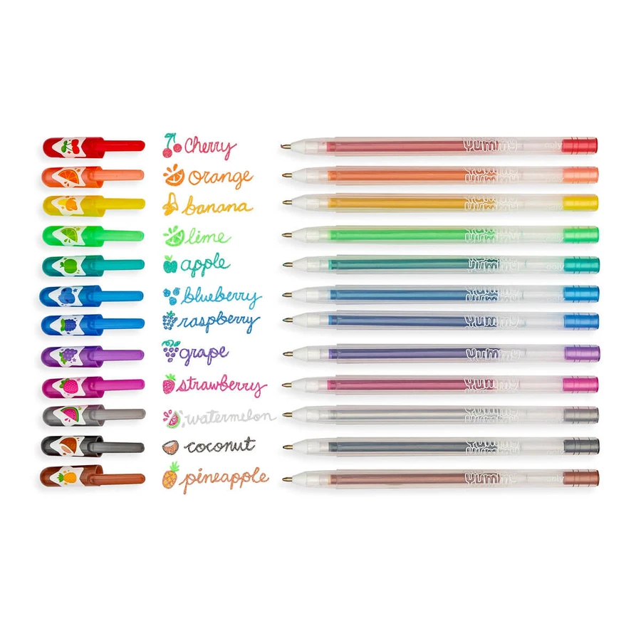2.0 Yummy Yummy gekleurde gelpennen met glitter, geparfumeerd - Set van 12