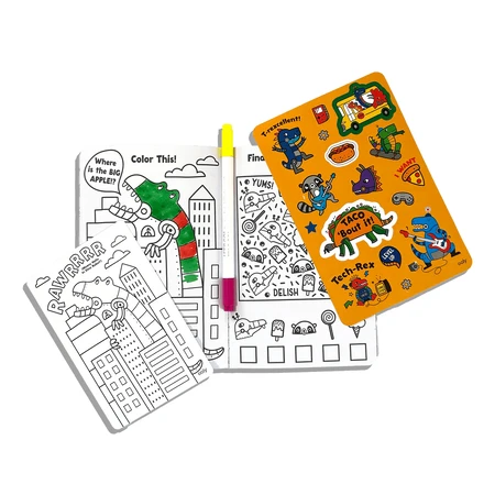 Portable activity and coloring kit - Dinosaur Robots - Let's Go! Robo Dinos
