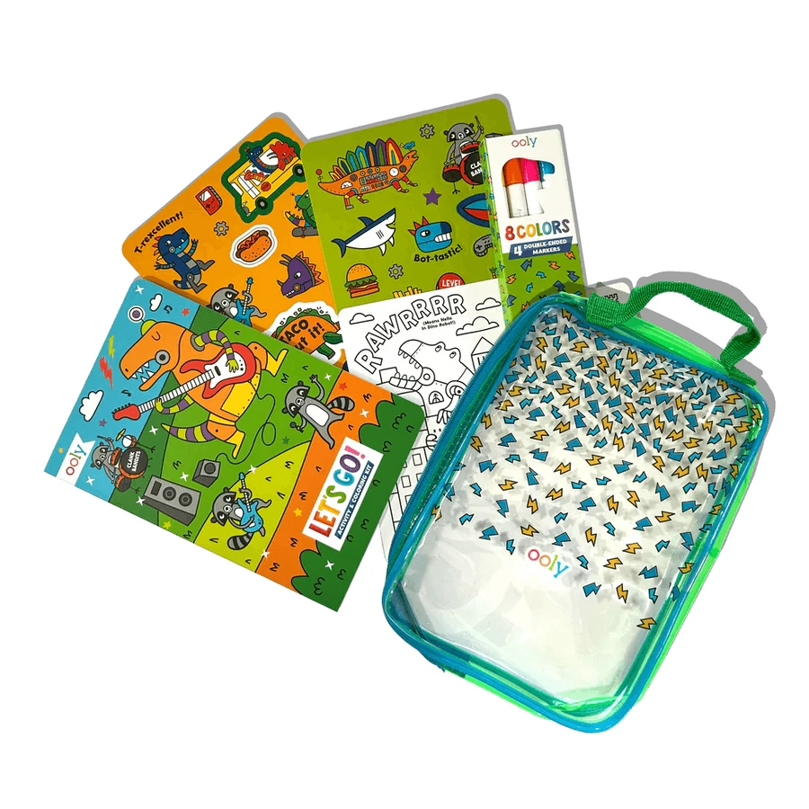 Portable activity and coloring kit - Dinosaur Robots - Let's Go! Robo Dinos