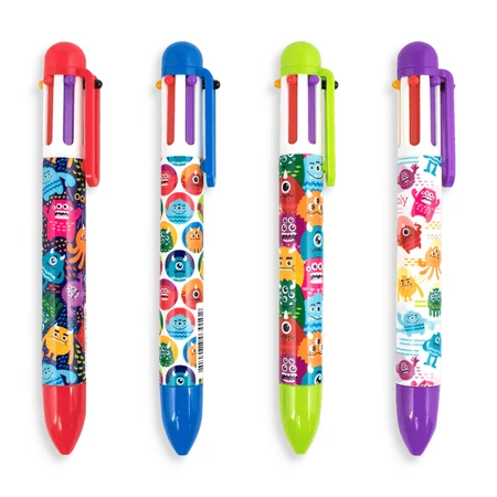 Multicolor balpen met 6 kleuren en intrekmechanisme Monsters
