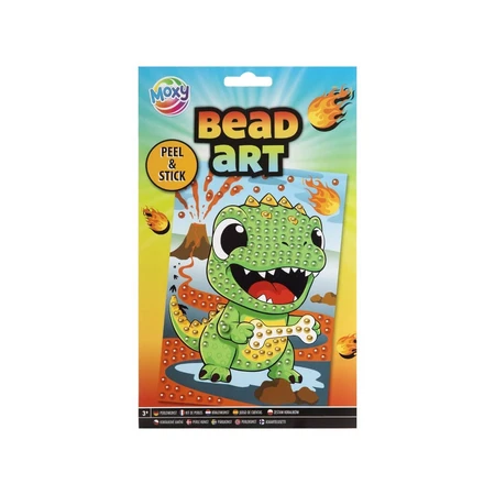 Set créatif, Mosaïque avec perles Peel and Stick, Bead Art, Dinosaur, A5
