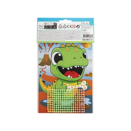 Set créatif, Mosaïque avec perles Peel and Stick, Bead Art, Dinosaur, A5
