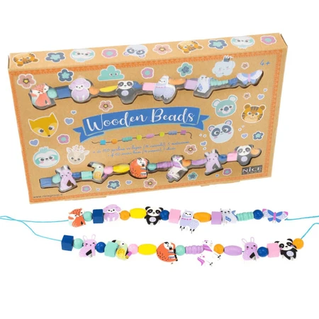 DIY creative kit - necklaces and bracelets with wooden beads - 12 woodland animals