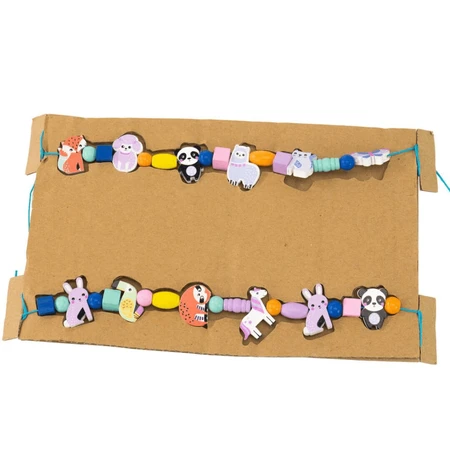 DIY creative kit - necklaces and bracelets with wooden beads - 12 woodland animals