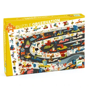 Puzzle de observación Djeco, Rally de los coches