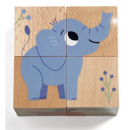 Djeco wooden cubes, wild animals