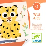 Djeco wooden cubes, wild animals