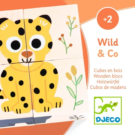 Djeco wooden cubes, wild animals