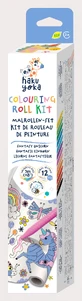 Set de rouleaux de dessin 3 m et 12 crayons de couleur à la cire, Haku Yoka - Licornes