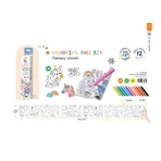 Tekenrollerset 3 m en 12 waskleurpotloden, Haku Yoka - Eenhoorns