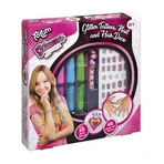 3 in 1 creatieve set, glittertattoos, glitternageltattoos en haarkleurpotloden - Fashion Glamz