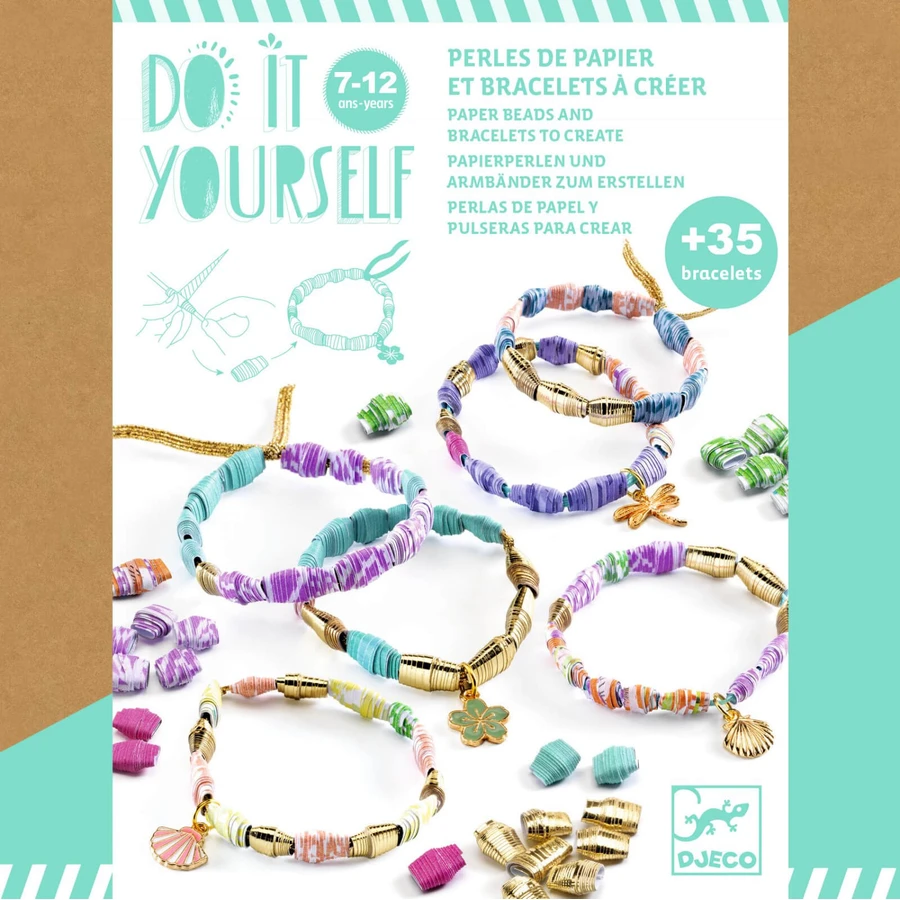 Doe-het-zelf workshop armbanden maken met papieren kralen, gouden details