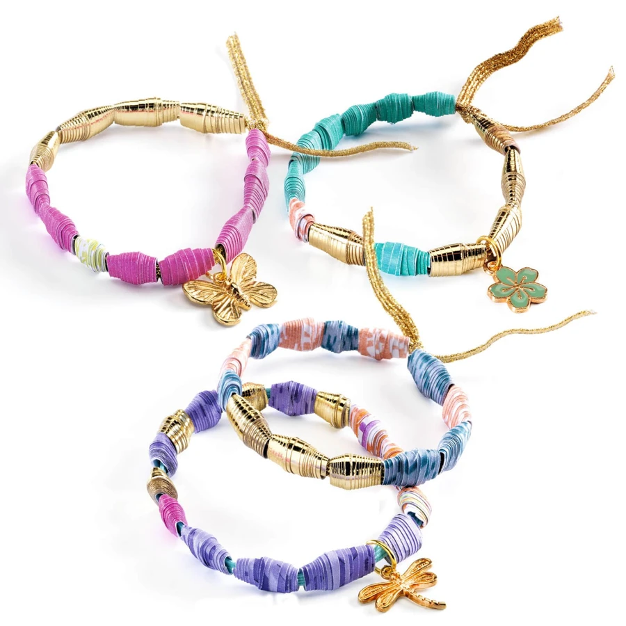 Doe-het-zelf workshop armbanden maken met papieren kralen, gouden details