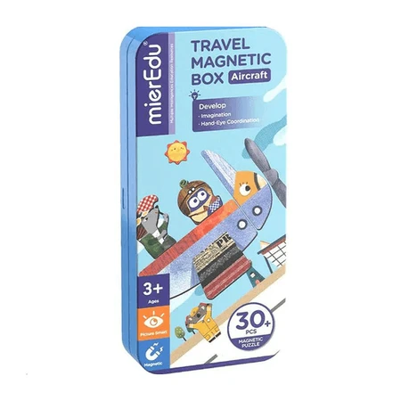 Magnetic puzzle in metal box, matching and matching game - Airplanes