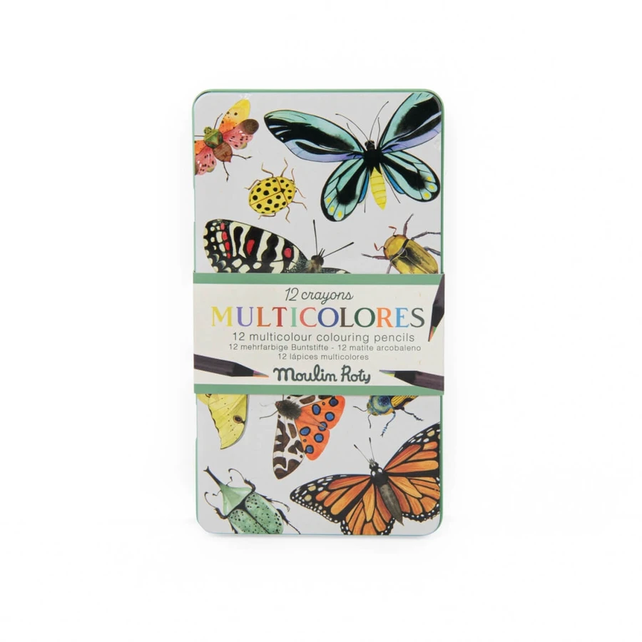 Set of 12 multicolored colored pencils, Moulin Roty