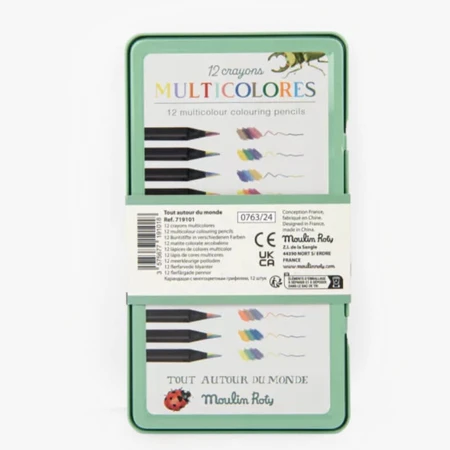 Set of 12 multicolored colored pencils, Moulin Roty