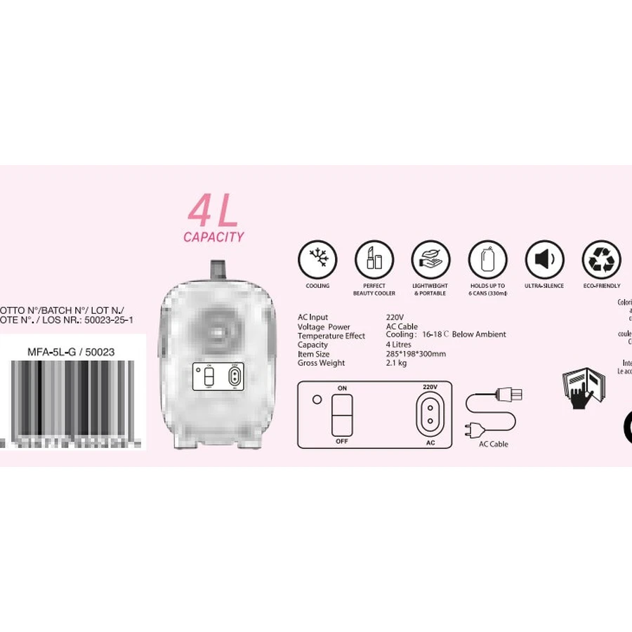 Beauty Routine Beauty Routine Mini réfrigérateur à cosmétiques, 4 l