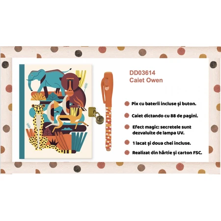 Djeco secret diary with magic pen, Owen