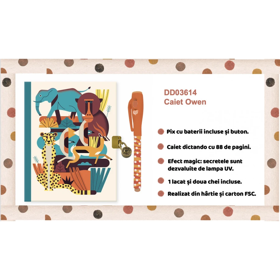 Djeco secret diary with magic pen, Owen