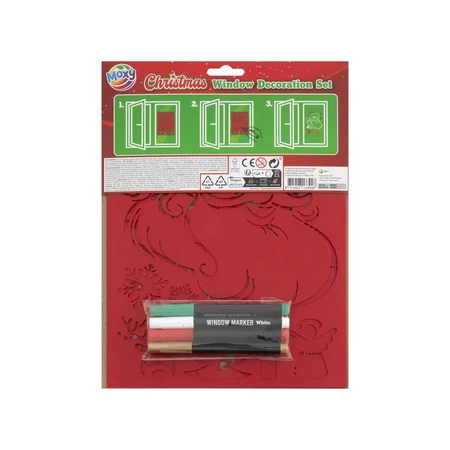 Christmas-themed window decoration set with markers and Christmas themed window decorations