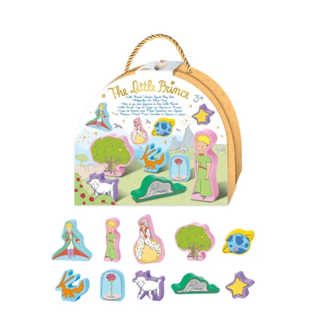 Spielset mit 10 Holzfiguren, tragbar - Little Print