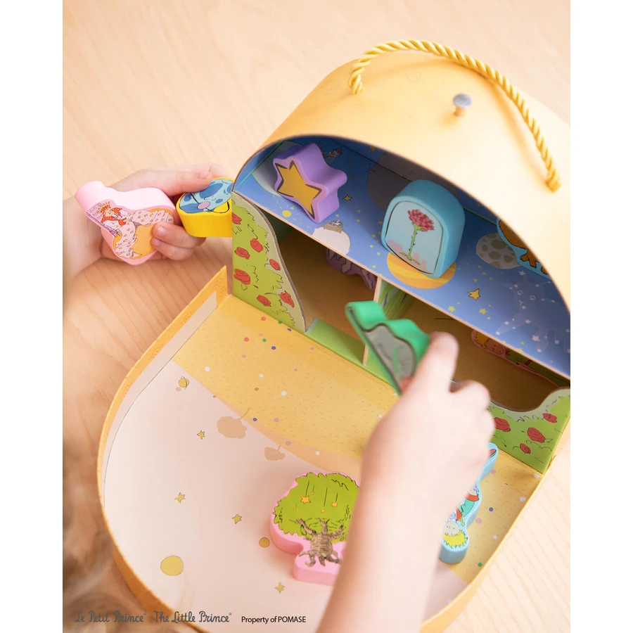 Spielset mit 10 Holzfiguren, tragbar - Little Print