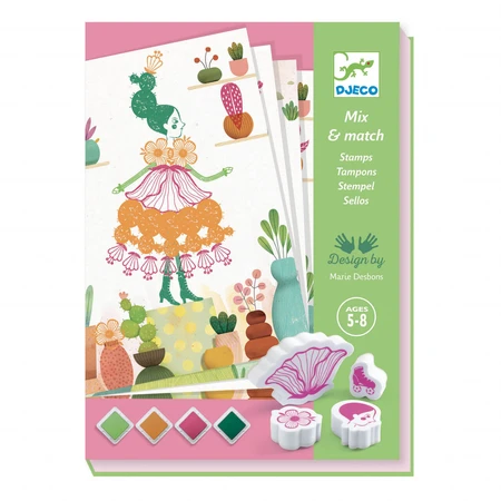 Kreatives Spiel mit Blumenmädchen-Stempeln, Djeco