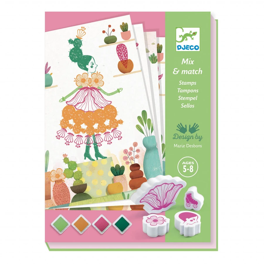 Kreatives Spiel mit Blumenmädchen-Stempeln, Djeco