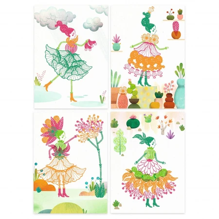 Kreatives Spiel mit Blumenmädchen-Stempeln, Djeco