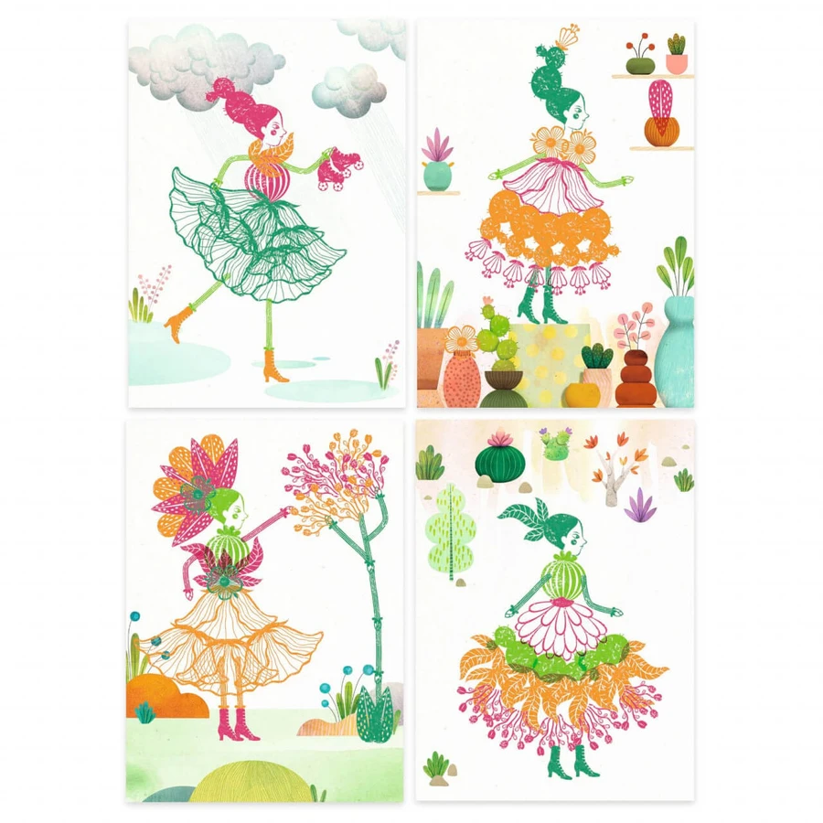 Kreatives Spiel mit Blumenmädchen-Stempeln, Djeco