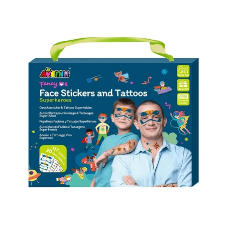 Superhelden Aufkleber und Gesicht Tattoos Set