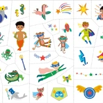 Superhelden Aufkleber und Gesicht Tattoos Set