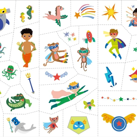 Superhelden Aufkleber und Gesicht Tattoos Set