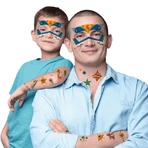 Superhelden Aufkleber und Gesicht Tattoos Set