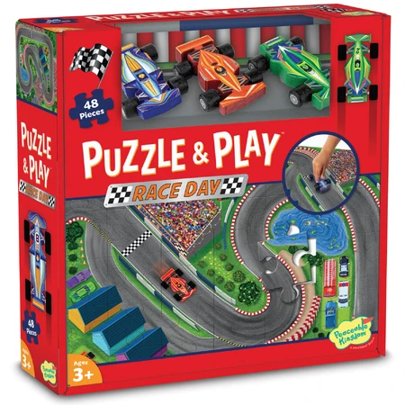 Juego 2 en 1, Puzzle y juego, Coches de carreras, Reino pacífico
