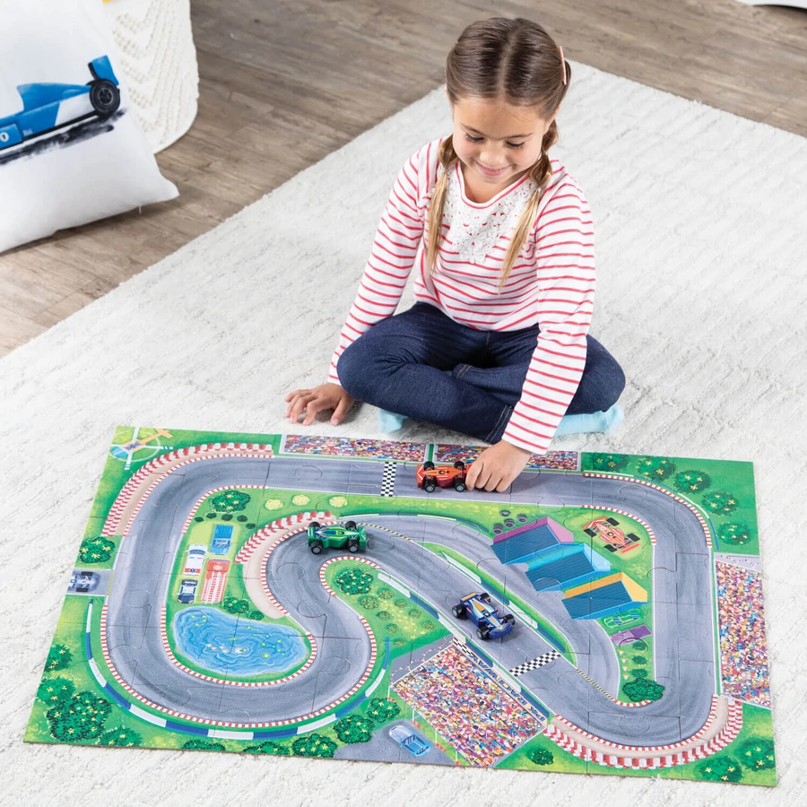 Juego 2 en 1, Puzzle y juego, Coches de carreras, Reino pacífico