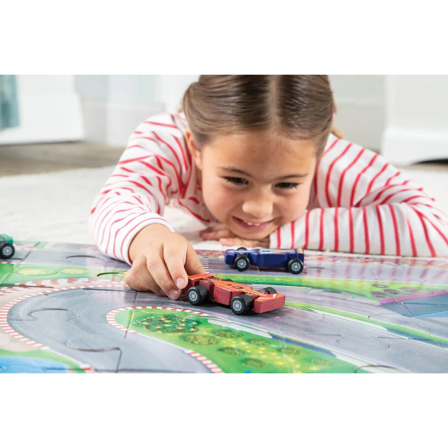 Juego 2 en 1, Puzzle y juego, Coches de carreras, Reino pacífico