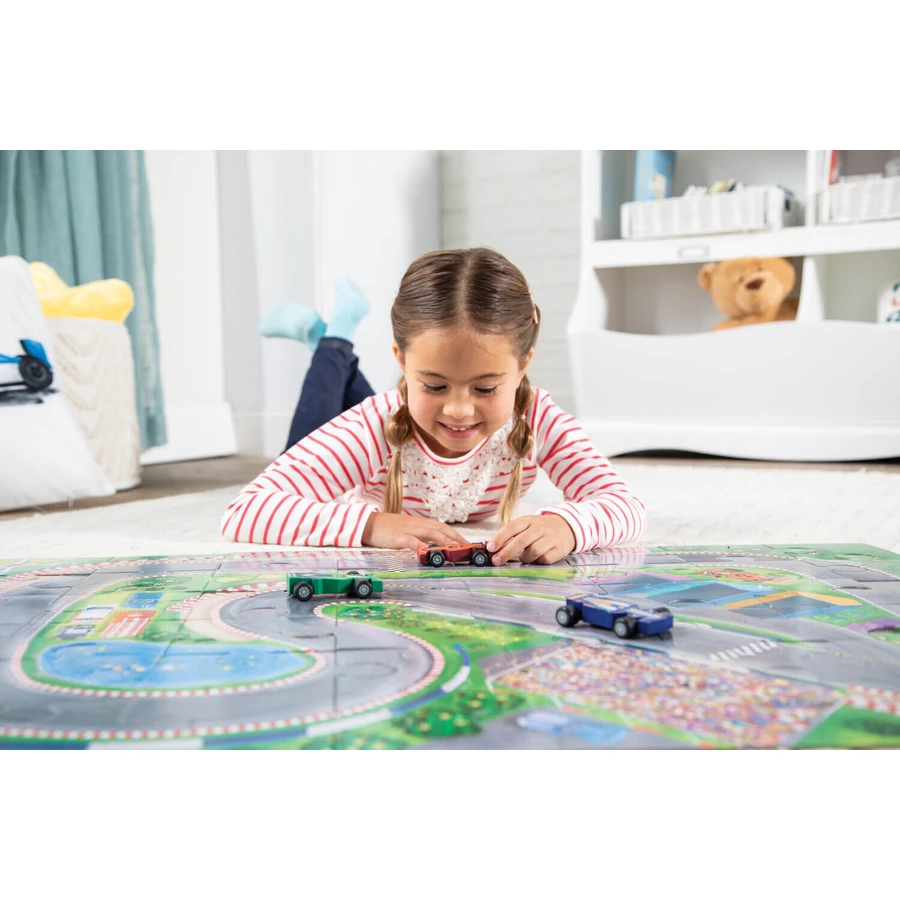 Juego 2 en 1, Puzzle y juego, Coches de carreras, Reino pacífico