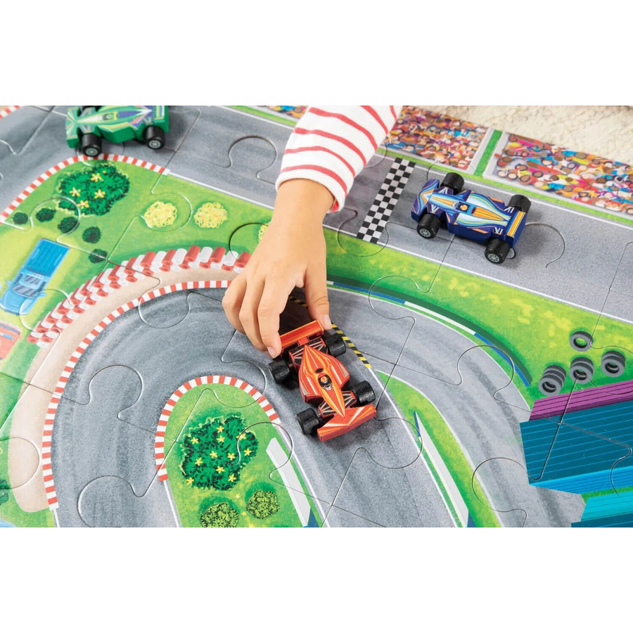 Juego 2 en 1, Puzzle y juego, Coches de carreras, Reino pacífico