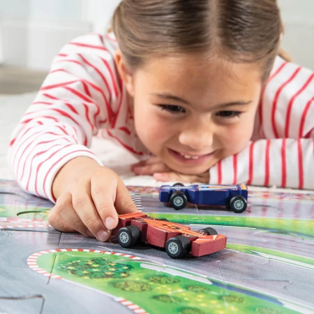 Juego 2 en 1, Puzzle y juego, Coches de carreras, Reino pacífico