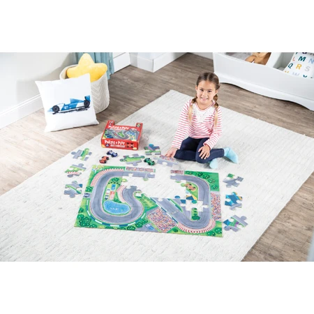 Juego 2 en 1, Puzzle y juego, Coches de carreras, Reino pacífico