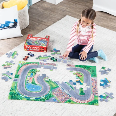 Juego 2 en 1, Puzzle y juego, Coches de carreras, Reino pacífico