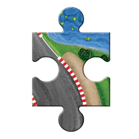 Juego 2 en 1, Puzzle y juego, Coches de carreras, Reino pacífico