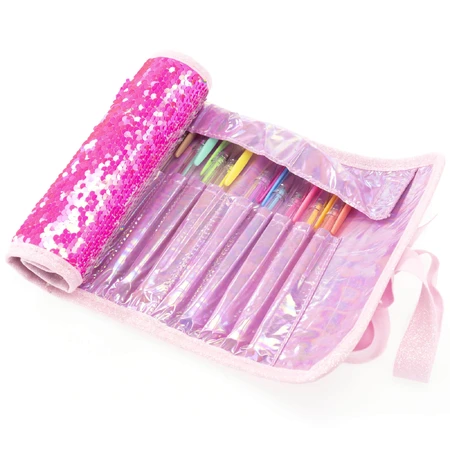 Girabrilla Rolling Pen - mit Wendepailletten und einem Set aus 12 Gelschreibern + 6 Doppelmarkern