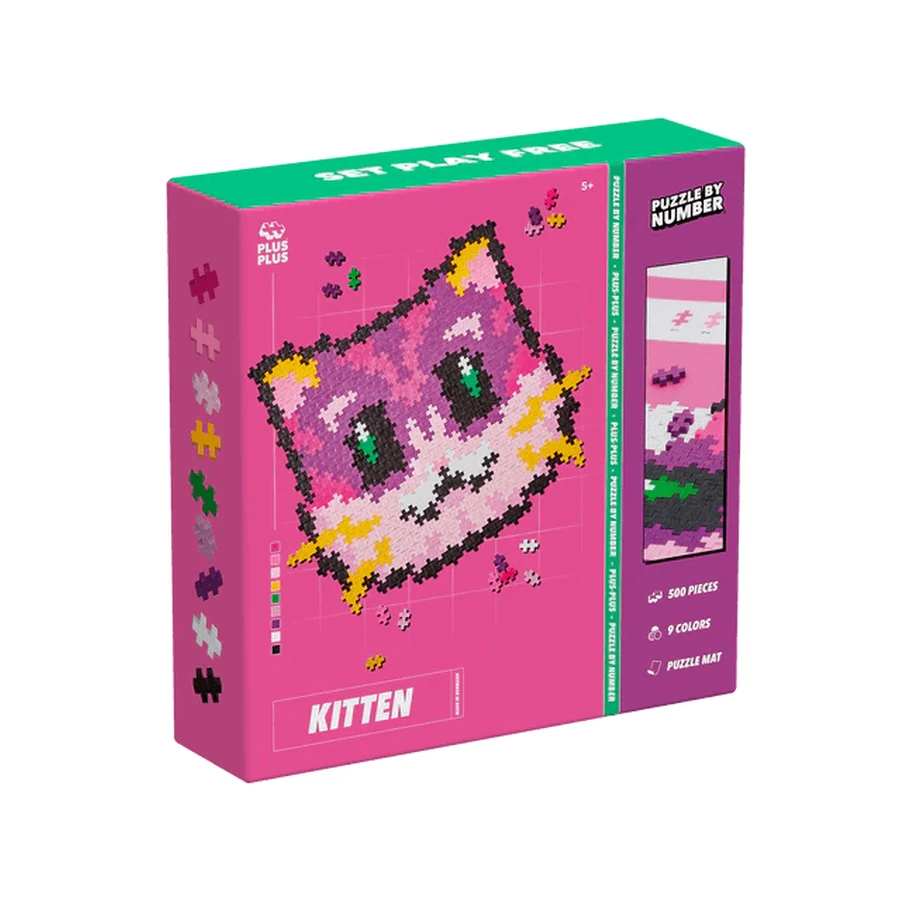 Puzzles numéricos Plus-Plus, 500 piezas, Gatito