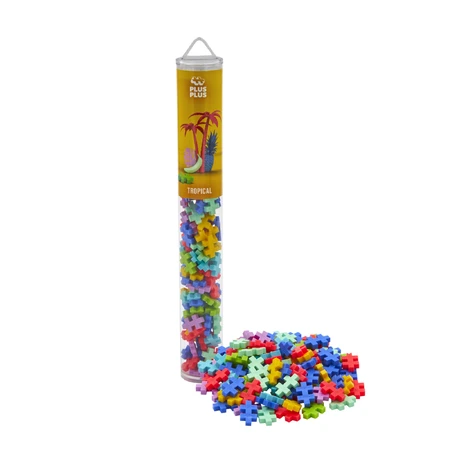 Jeu de construction Plus-Plus, tube de 100 pièces, Tropical Mix, couleurs tropicales