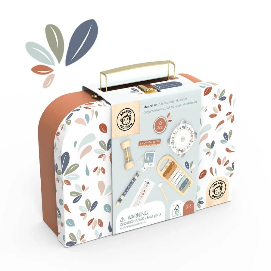 Set de 5 instrumentos musicales en maleta, Speedy Monkey